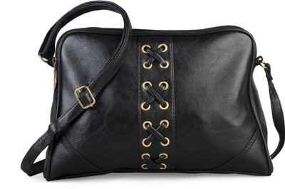 Felicita Women Casual Black PU Sling Bag