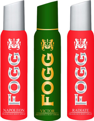 Fogg FOGG NAPOLEON DEODORANT + VICTOR DEODORANT + RADIATE DEODORANT FOR WOMEN Body Spray - For Men & Women(120 ml, Pack of 3)
Fogg FOGG NAPOLEON DEODORANT + VICTOR DEODORANT + RADIATE DEODORANT FOR WOMEN Body Spray - For Men & Women(120 ml, Pack of 3)