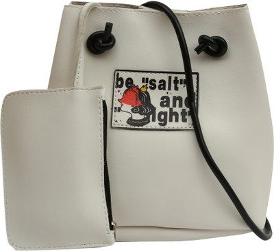 Pepgirls Girls Casual White Leatherette Sling Bag