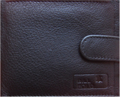 BillFold Men Black Genuine Leather Wallet(7 Card Slots)