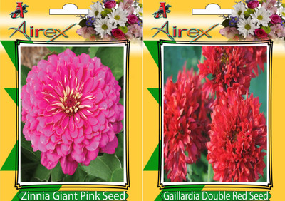 Airex Pink Zinnia, Gaillardia Double Red Seed(25 per packet)