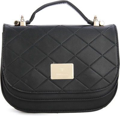 Van Heusen Women Casual Black Genuine Leather, PU Hand-held Bag