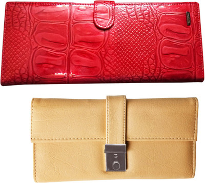 Lady bar Casual Red, Beige Clutch, Beige;red