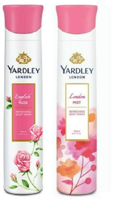 Yardley London English Rose and Mist Combo Pack 2 Deodorant Spray - For Women(150 ml, Pack of 2)
Yardley London English Rose and Mist Combo Pack 2 Deodorant Spray - For Women(150 ml, Pack of 2)