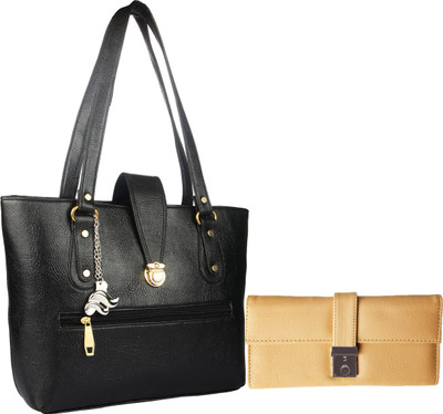 Lady bar Hand-held Bag(Black, Beige), Beige;black