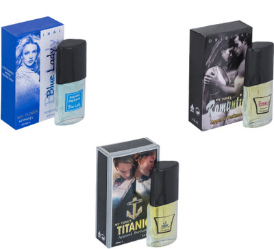 My Tunes Combo Blue Lady-Romantic-Titanic Eau de Toilette - 60 ml(For Men & Women)
My Tunes Combo Blue Lady-Romantic-Titanic Eau de Toilette - 60 ml(For Men & Women)