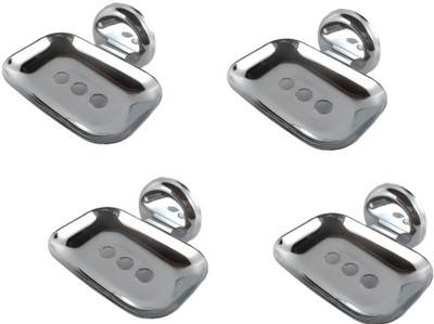 DECZO Platinum Look Set of 4 Stainless Steel Soap Holders(Silver)