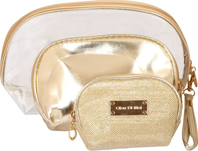 PACSUN Cosmetic Pouch(Gold), Golden;transparent
