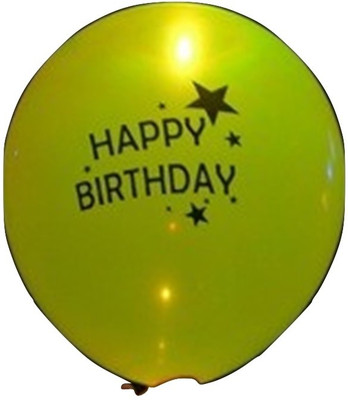 Funcart Printed Happy Birthday LED Balloon(Yellow, Pack of 5)
