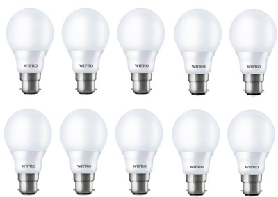 Wipro 9 W Standard B22 LED Bulb(White, Pack of 10)
