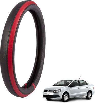Autofy Steering Cover For Volkswagen Vento(Black, Leather)