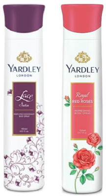 Yardley London Lace Satin and Red Rose Combo Pack 2 Deodorant Spray - For Women(150 ml, Pack of 2)
Yardley London Lace Satin and Red Rose Combo Pack 2 Deodorant Spray - For Women(150 ml, Pack of 2)