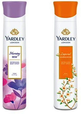 Yardley London Morning Dew and Sandalwood Combo Pack 2 Deodorant Spray - For Women(150 ml, Pack of 2)
Yardley London Morning Dew and Sandalwood Combo Pack 2 Deodorant Spray - For Women(150 ml, Pack of 2)