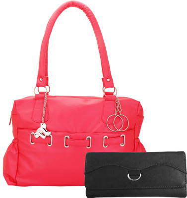 Rashi Traders Shoulder Bag(Pink, Black), Black;pink