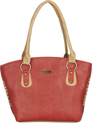 Fristo Hand-held Bag(Beige, Maroon)