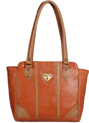 Fristo Hand-held Bag(Tan, Brown), Brown;tan