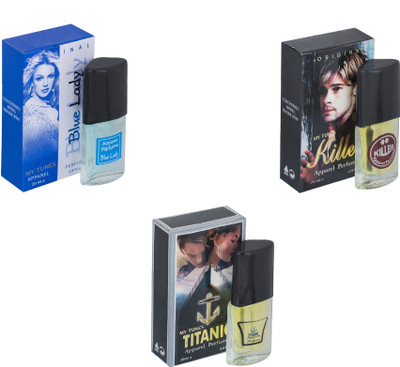 My Tunes Combo Blue Lady-Killer-Titanic Eau de Toilette - 60 ml(For Men & Women)
My Tunes Combo Blue Lady-Killer-Titanic Eau de Toilette - 60 ml(For Men & Women)