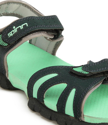 Spinn Women black sea green Sports Sandals