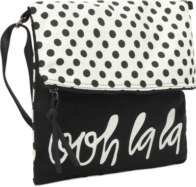 People Women Casual Black, White Canvas Sling Bag