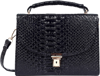 Lino Perros Women Casual Black Leatherette Sling Bag