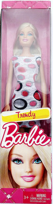 Rean Mattel Trendy Barbie White with Pink Dot(White, Pink)