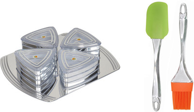 FABLE Atlanta Festive Dry Fruits/Desserts/Diwali Snacks- 4 Containers with lids and 1 Tray - Silver with brush and spatula Bowl Tray Serving Set(Pack of 1)
FABLE Atlanta Festive Dry Fruits/Desserts/Diwali Snacks- 4 Containers with lids and 1 Tray - Silver with brush and spatula Bowl Tray Serving Set(Pack of 1)