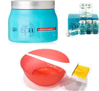 L'Oreal Paris Hair Spa Set of 9 (Repairing Mask+ Purifying Ampoules+ Mixing Bowl+ Applicator Brush)(Set of 2)
L'Oreal Paris Hair Spa Set of 9 (Repairing Mask+ Purifying Ampoules+ Mixing Bowl+ Applicator Brush)(Set of 2)