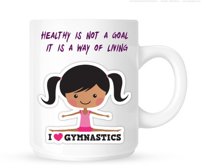 Chanakya I Love Gymnastics White Coffee Ceramic Mug(350 ml), Multicolor