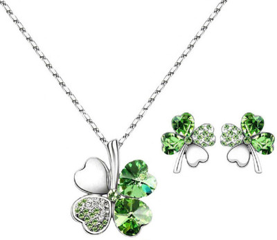 Aaishwarya Silver Toned Soothing Green Crystal Floral Pendant Necklace Set Crystal Alloy Pendant Set
Aaishwarya Silver Toned Soothing Green Crystal Floral Pendant Necklace Set Crystal Alloy Pendant Set