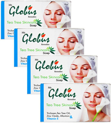 Globus Tea Tree Skincare Soap Pack Of 4(300 g, Pack of 4)