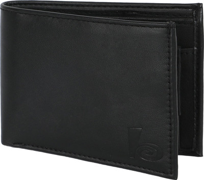 AMJ Men Black Genuine Leather Wallet(3 Card Slots)