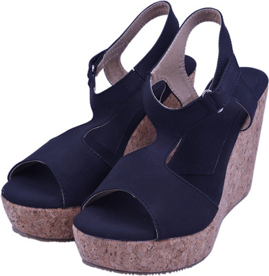 Adorn Women Black Wedges