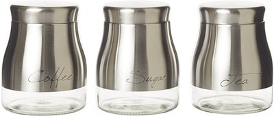 Howards Tea, Coffee and Sugar Set Storage Box(Steel, Clear)