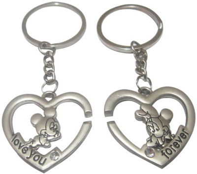 Crazytowear Naughty Couple In Heart Key Chain(Silver)
