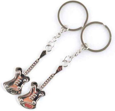 Crazytowear I love You Guitar shape Couple Key Chain(Multicolor)