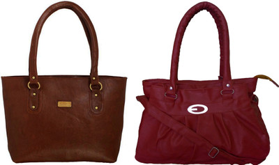 Vera stayle Hand-held Bag(Brown, Maroon)