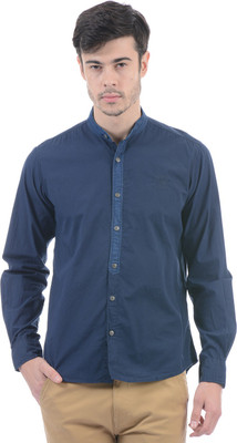 Pepe Jeans Men' Solid Casual Blue Shirt, Navy