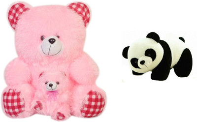 Ktkashish Toys Pink Mother & Baby Teddy Bear 45 Cm Free Panda - 45 cm(Pink)