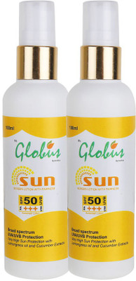 Globus Sunscreen Lotion With Fairness SPF 50 PA+++ Pack of 2 - SPF 50 PA+++(200 g)
Globus Sunscreen Lotion With Fairness SPF 50 PA+++ Pack of 2 - SPF 50 PA+++(200 g)