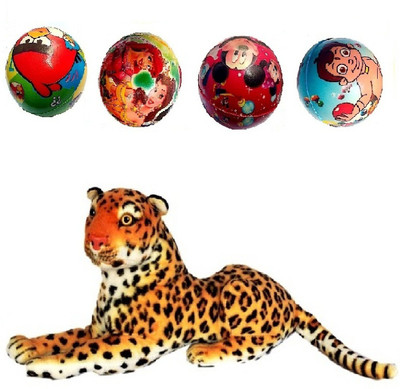 VRV Wild Cheetah and Printed Balls - 15 mm(Yellow, Black), Black;yellow