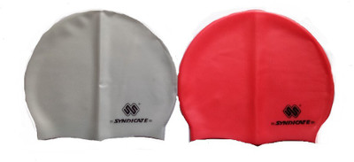 Syndicate Sports HJGJHGH Swimming Cap(Grey, Pack of 2), Grey;red