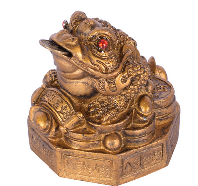 Vyne Feng Shui Three Legged Frog With a Coin for wealth and happiness Decorative Showpiece - 5 cm(Polyresin, Gold)
Vyne Feng Shui Three Legged Frog With a Coin for wealth and happiness Decorative Showpiece - 5 cm(Polyresin, Gold)
