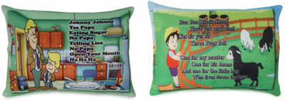 Deals India johnny johnny poem cushion (15x10 Inch) and baa baa black sheep poem cushion (15x10 Inch) combo - 15 inch(Multicolor)