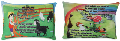 Deals India baa baa black sheep poem cushion (15x10 Inch) and Jack and jill poem cushion (15x10 Inch) combo - 15 inch(Multicolor)
