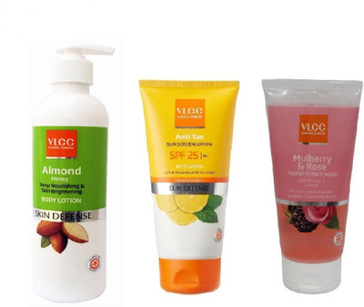 VLCC COMBO KIT OF MULBERRY_ROSE FACE WASH (150ML), ANTI-TAN SUNSCREEN LOTION SPF +25 (150ML) & ALMOND BODY LOTION (350ML)(Set of 1)
VLCC COMBO KIT OF MULBERRY_ROSE FACE WASH (150ML), ANTI-TAN SUNSCREEN LOTION SPF +25 (150ML) & ALMOND BODY LOTION (350ML)(Set of 1)