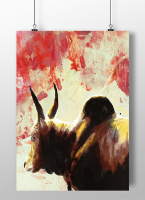 Jallikattu Bull Wall Poster A3 Fine Art Print(16.53 inch X 11.69 inch, Rolled)