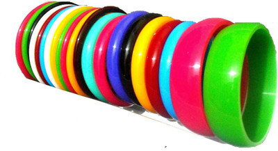 GOELX Plastic colourful bangles combo thin & thick bangles set size 2.10