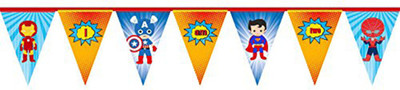 PARTY PROPZ SUPER HERO BIRTHDAY DECORATION/AGE BUNTING TWO SET OF 1/ SUPER HERO PARTY SUPPLIES Banner(5 ft, Pack of 1)
