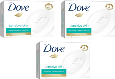 Dove Imported (Made In EU) Sensitive Skin Unscented Beauty Cream Bar(135 g, Pack of 3)