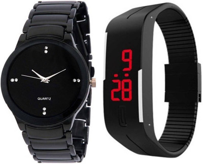 Shivam Retail SR-01 Stylish Full Black Casual And Hand Band Watch - For Boys